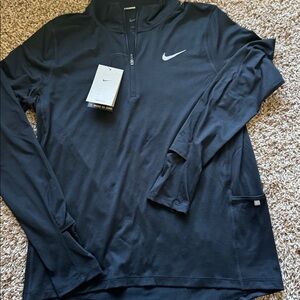 NWT Nike Running Dri-Fit 1/4 Zip Ladies S Small Black Pullover